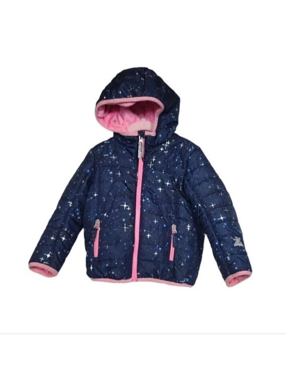 ZeroXPosur Galaxy Star Blue Pink Hooded Full Zip Toddler Girl Jackets 3T